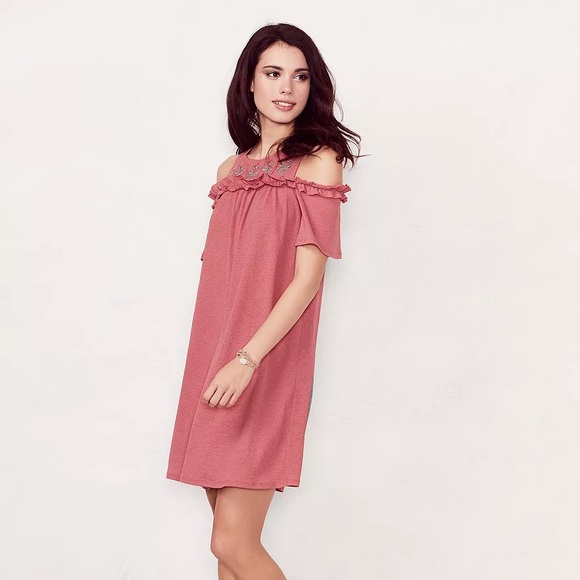 Women's LC Lauren Conrad Cold-Shoulder Shift Dress Size XS Dawn Pink - Picture 1 of 7